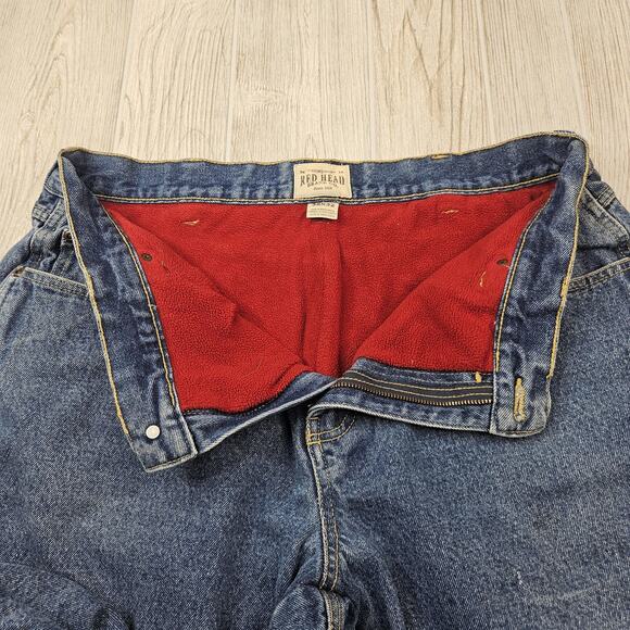 Red Head Jeans Mens 38x32 Blue Denim Fleece Lined Relaxed Fit Warm Winter Pants - Picture 6 of 8